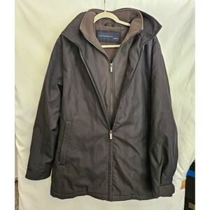 Weatherproof Men's Hooded Fleece Lined Full Zip Jacket Gray Size M